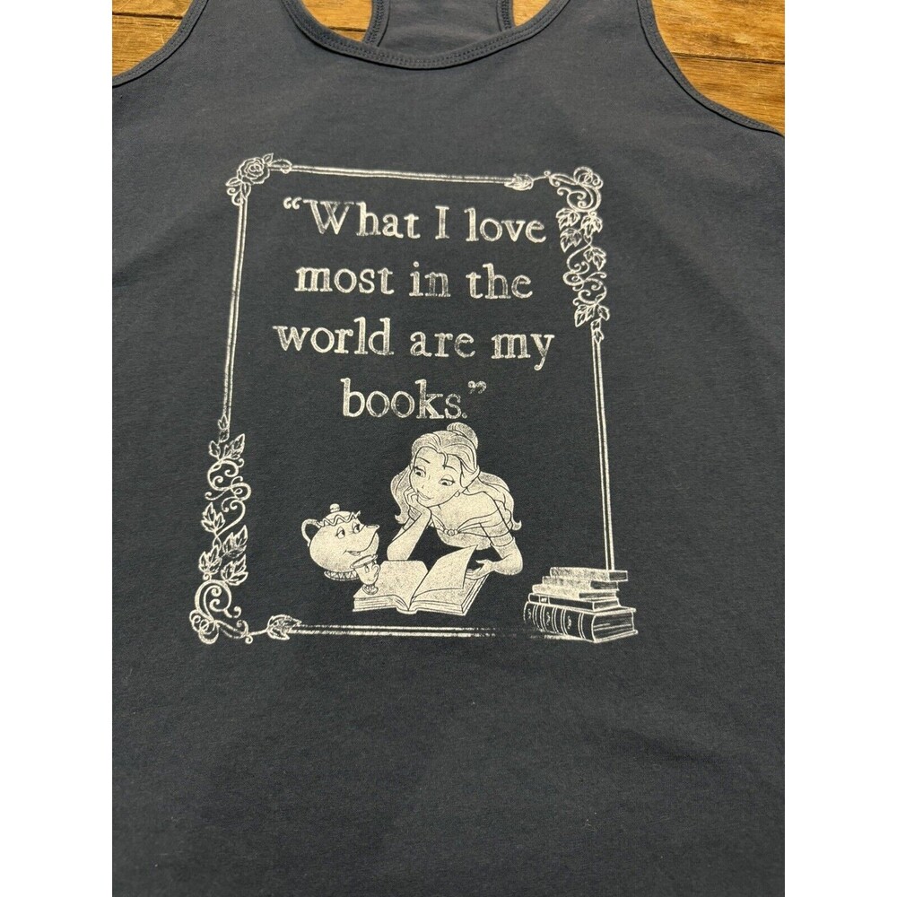 Disney Women’s Navy Blue Tank Top with Belle Book Quote - Picture 4 of 5